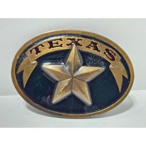 Vintage 1979 Bergamot Brass Works Texas Lone Star Belt Buckle Made USA